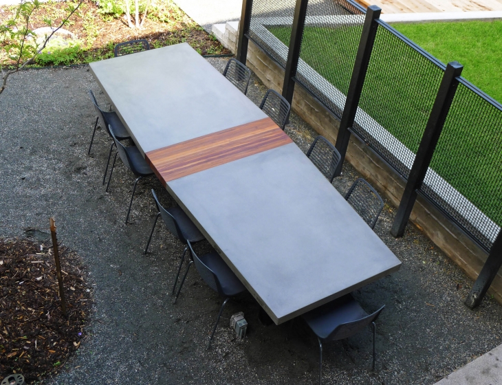 concrete and teak conference table