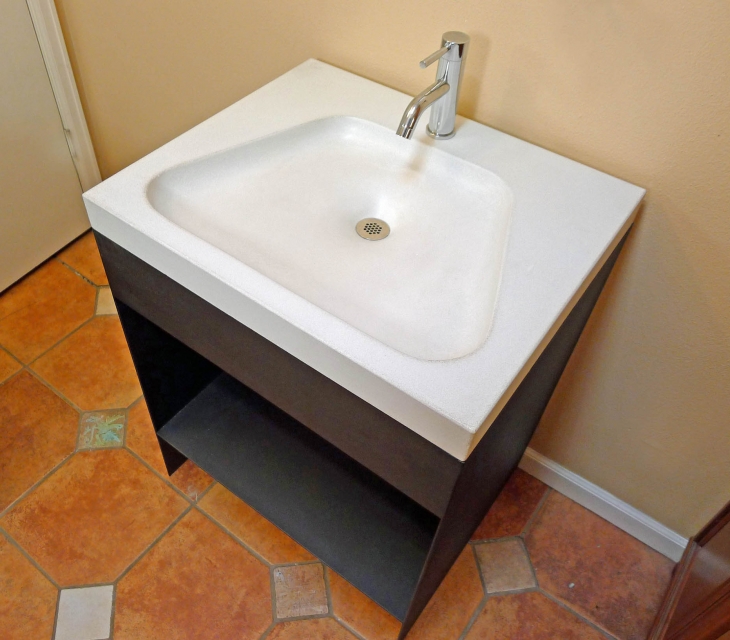 Steel vanity with concrete sink