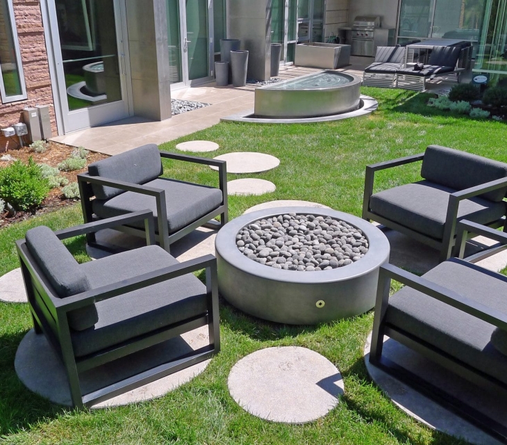 circular concrete fire pit