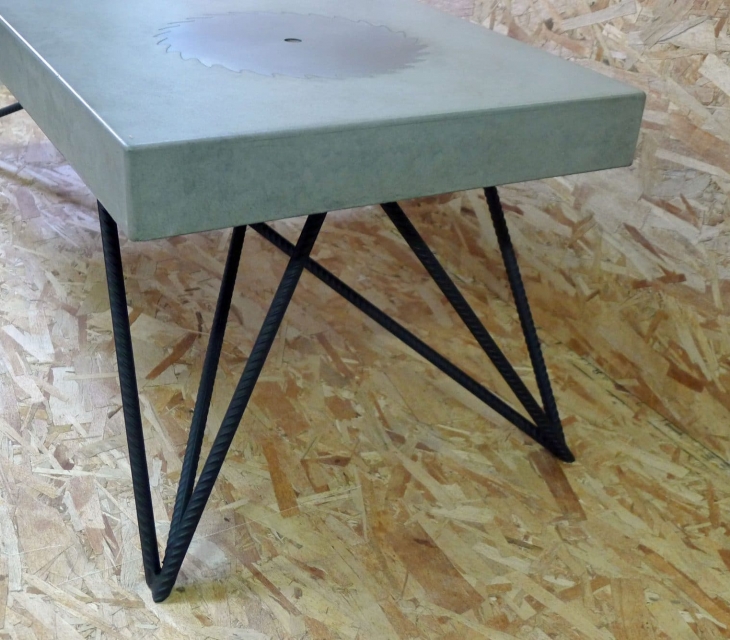 concrete and rebar coffee table