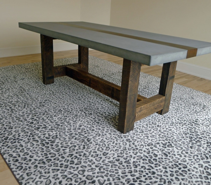 concrete and reclaimed wood table