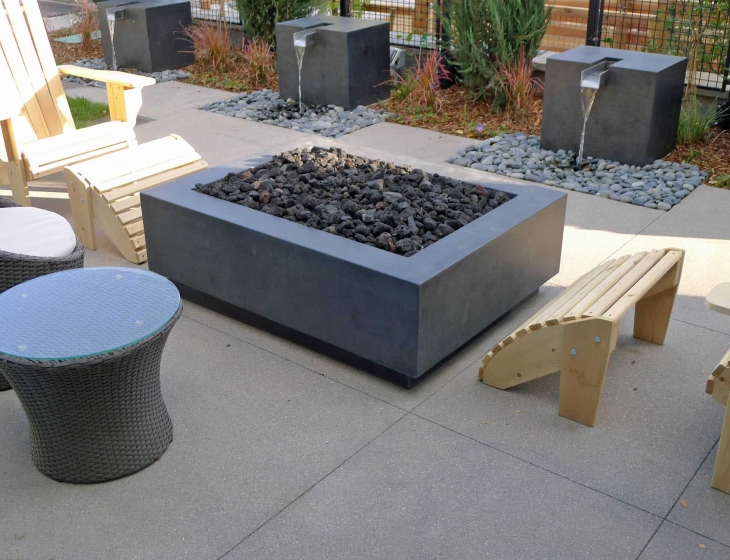 Modern concrete fire pit