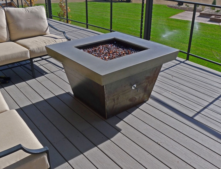 concrete and Corten steel fire pit