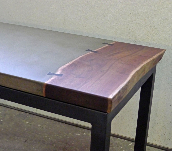 Concrete and walnut desk