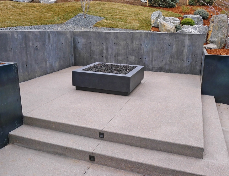 Boulder square concrete firepit