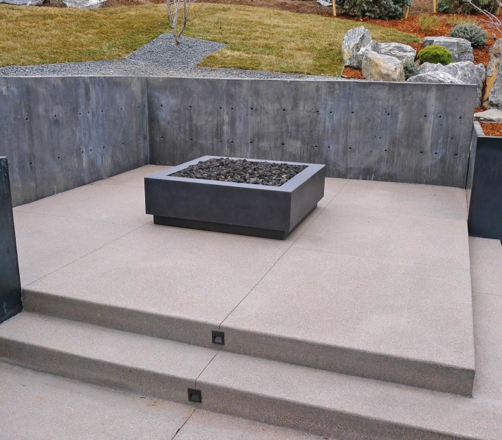 Boulder square concrete firepit