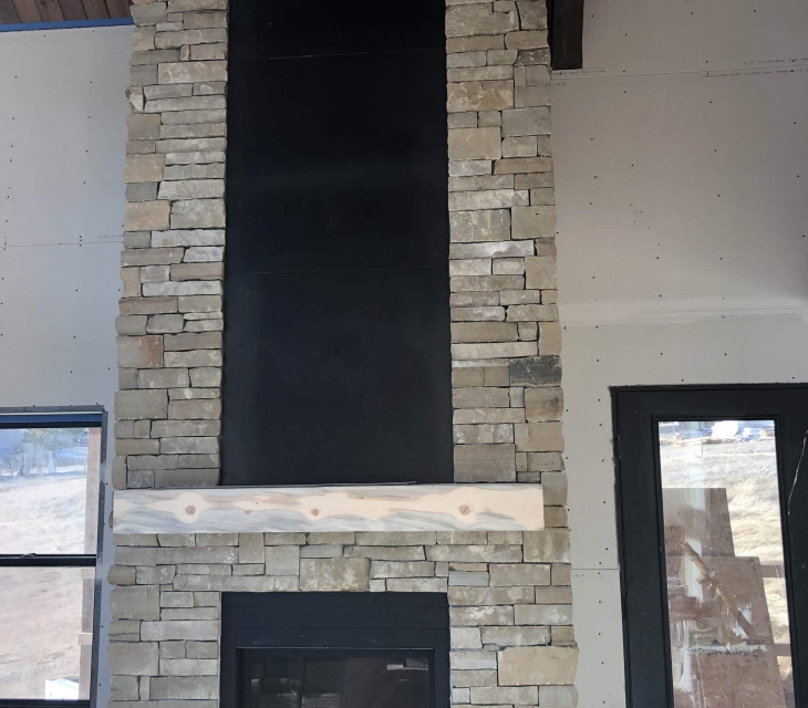 Estes Park steel fireplace surround