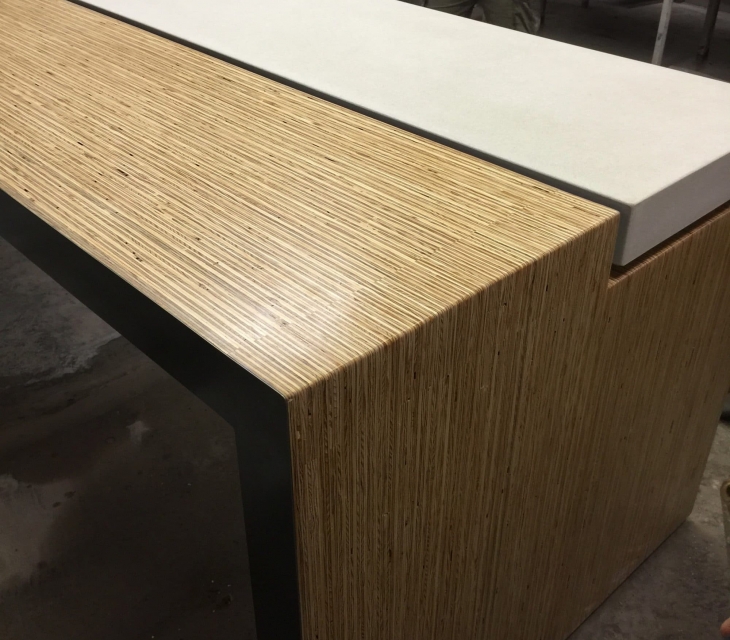 White concrete and plylam table