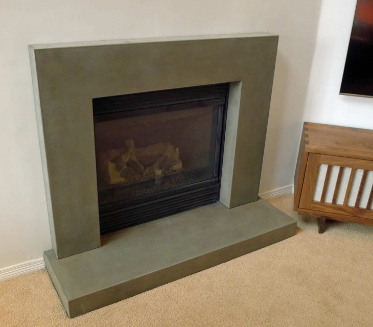 Longmont concrete fireplace surround