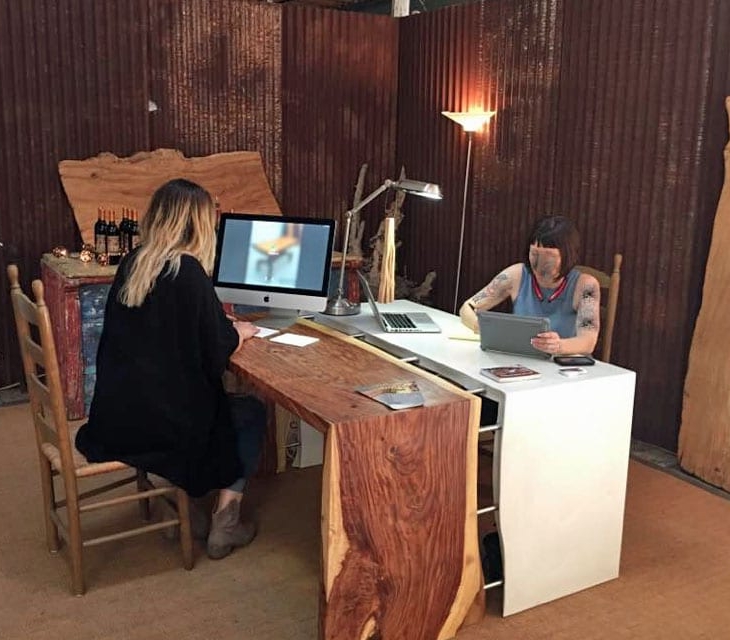 Concrete and Rosewood desk