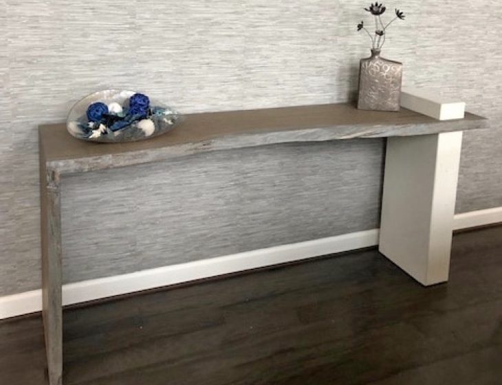 Concrete and white oak console table