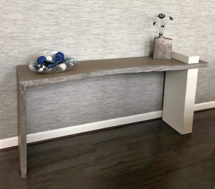 Concrete and white oak console table